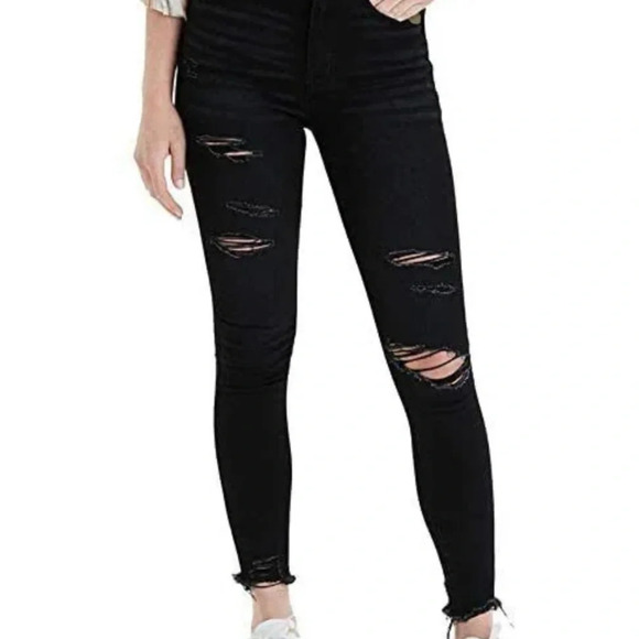 AMERICAN Eagle distressed super high rise jegging crop jeans size 00 short - Picture 2 of 12